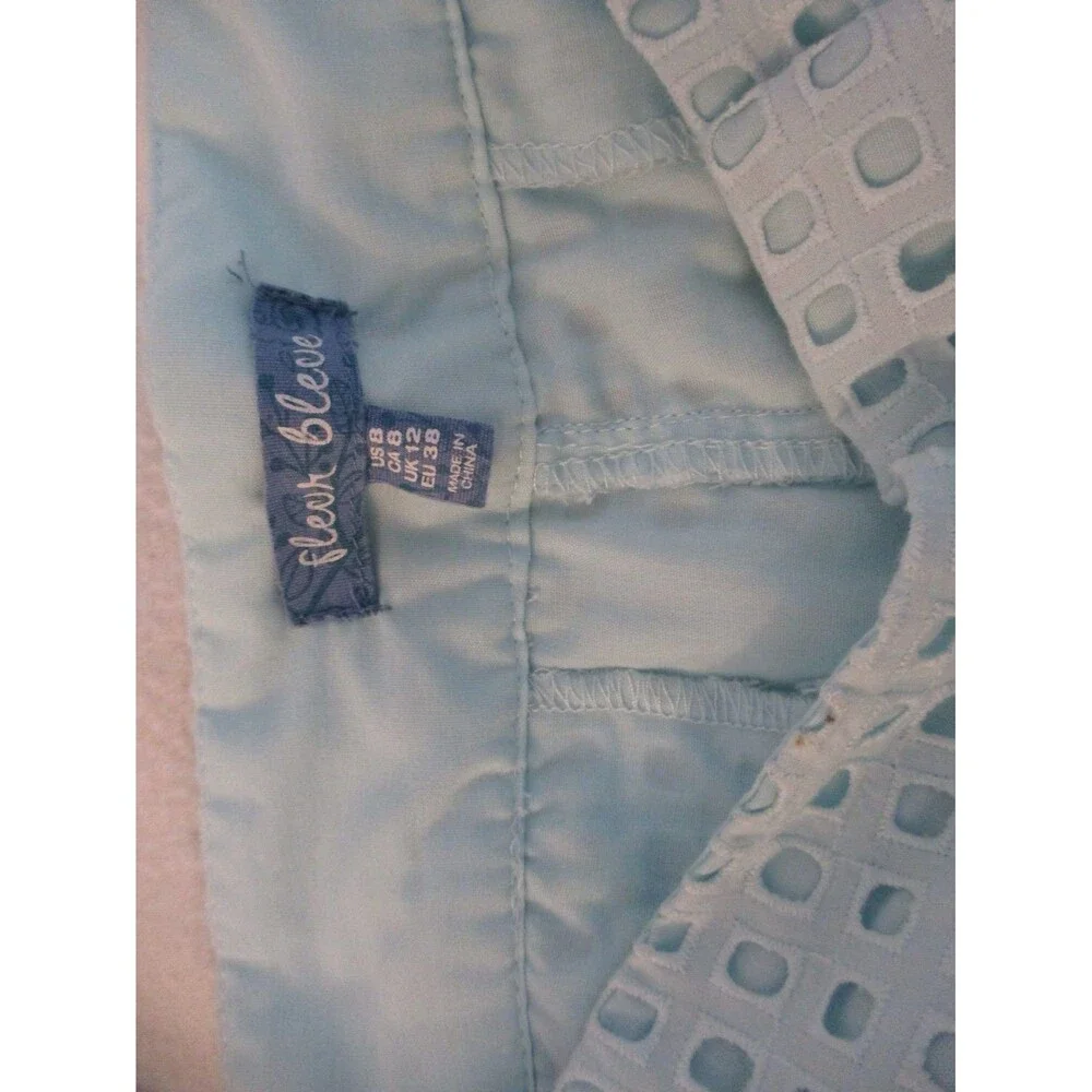 Fleur Bleue Shorts Women's Size 8 Blue Pockets Lined